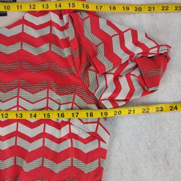 Jessica Howard Chevron Midi Dress Coral Gray Zip Back Long Sleeve Lined Size 14 - Picture 8 of 10